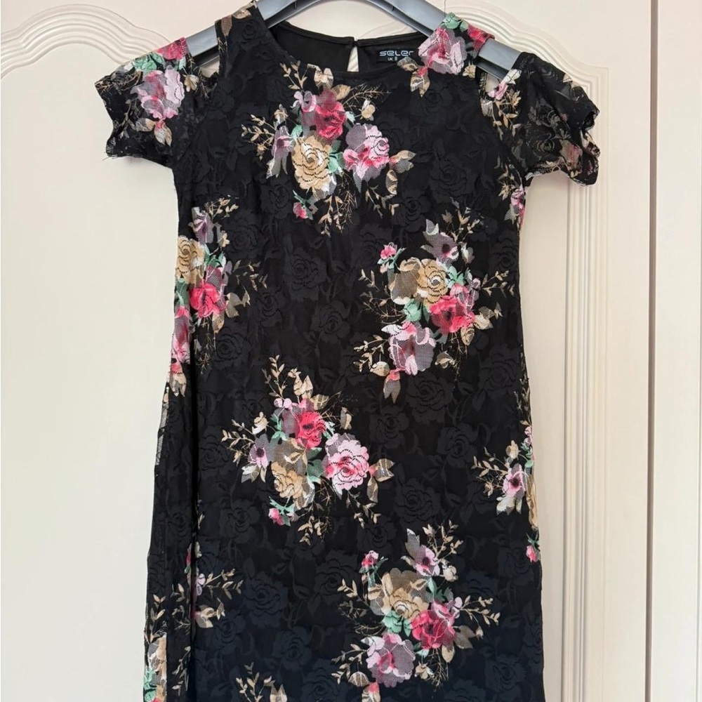 Floral Lace Black Dress